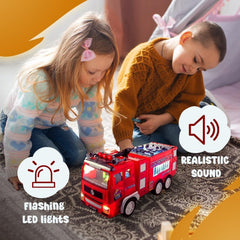 Zetz Brands fire truck push-toy mode encourages active play.