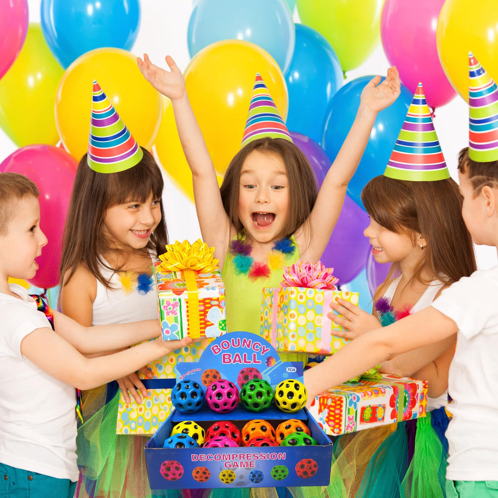 zhebags 12-pack bouncy balls on display for parties and play