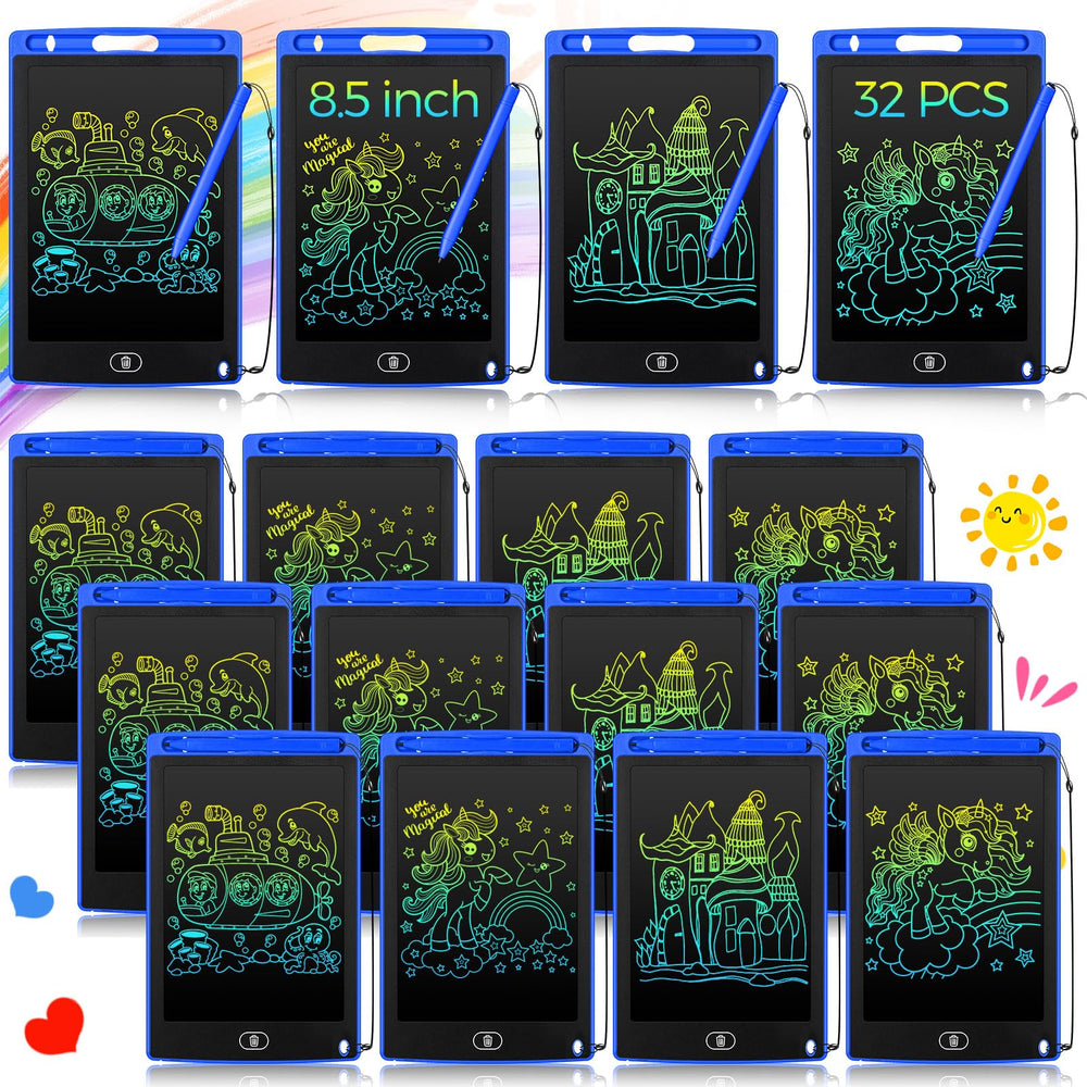 Zhehao 32-piece blue LCD writing tablet set for kids doodling mess-free.