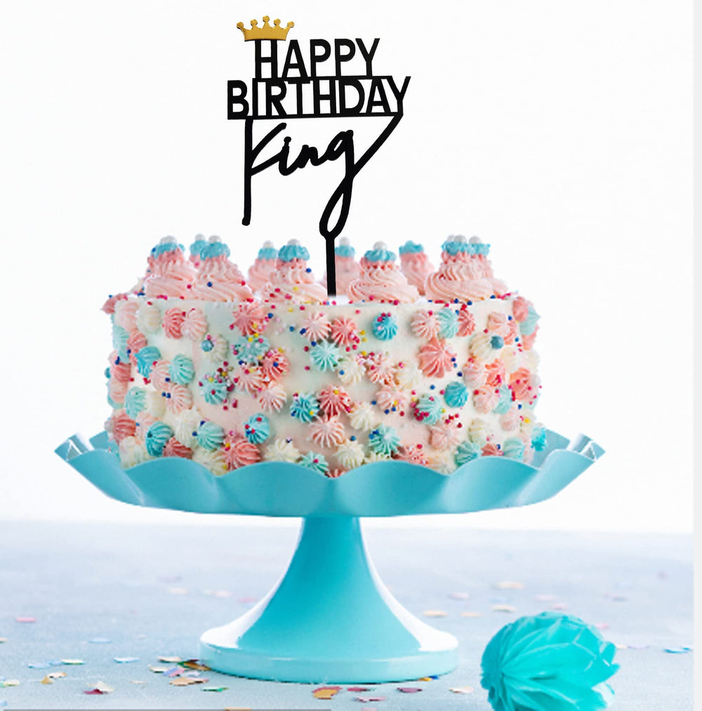 ZHENGYE Crown King topper shines with crisp silhouette on cake.