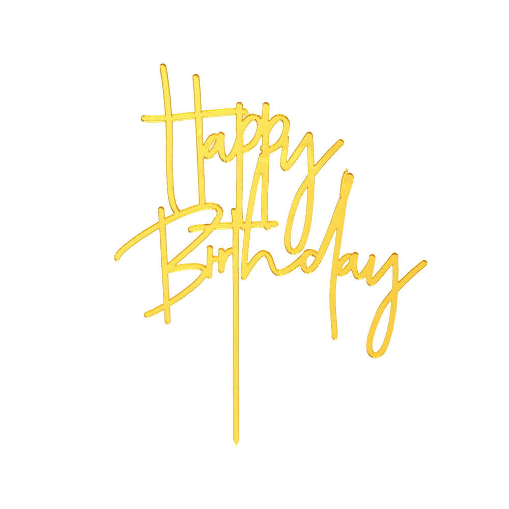 ZHENGYE gold Happy Birthday cake topper for elegant celebrations.
