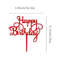ZHENGYE red birthday topper dimensions: 4.9 inches wide, 5.1 inch plunger.