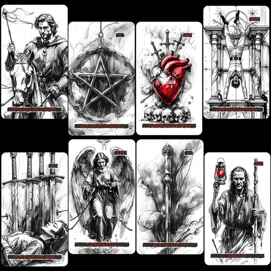 ZHQGYN Gothic Whispers card 1 with bold monochrome art for clear readings.