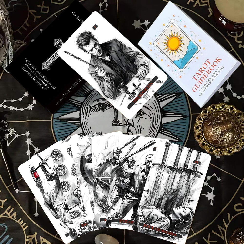 ZHQGYN Gothic Whispers card 7 offers journaling prompts from bold visuals.