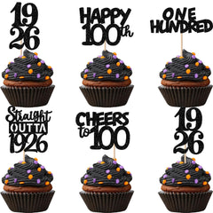ZHUOWEISM 100th birthday cupcake toppers glitter design for festive cupcakes