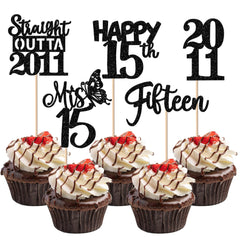 ZHUOWEISM 15th birthday cupcake topper glitter enhances dessert presentation