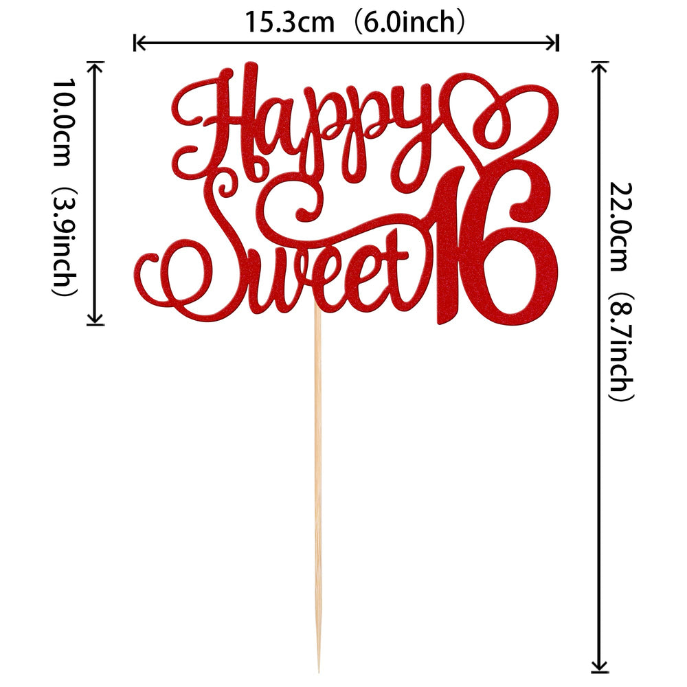 ZHUOWEISM 16th birthday glitter topper adds sparkle to desserts and party decor.