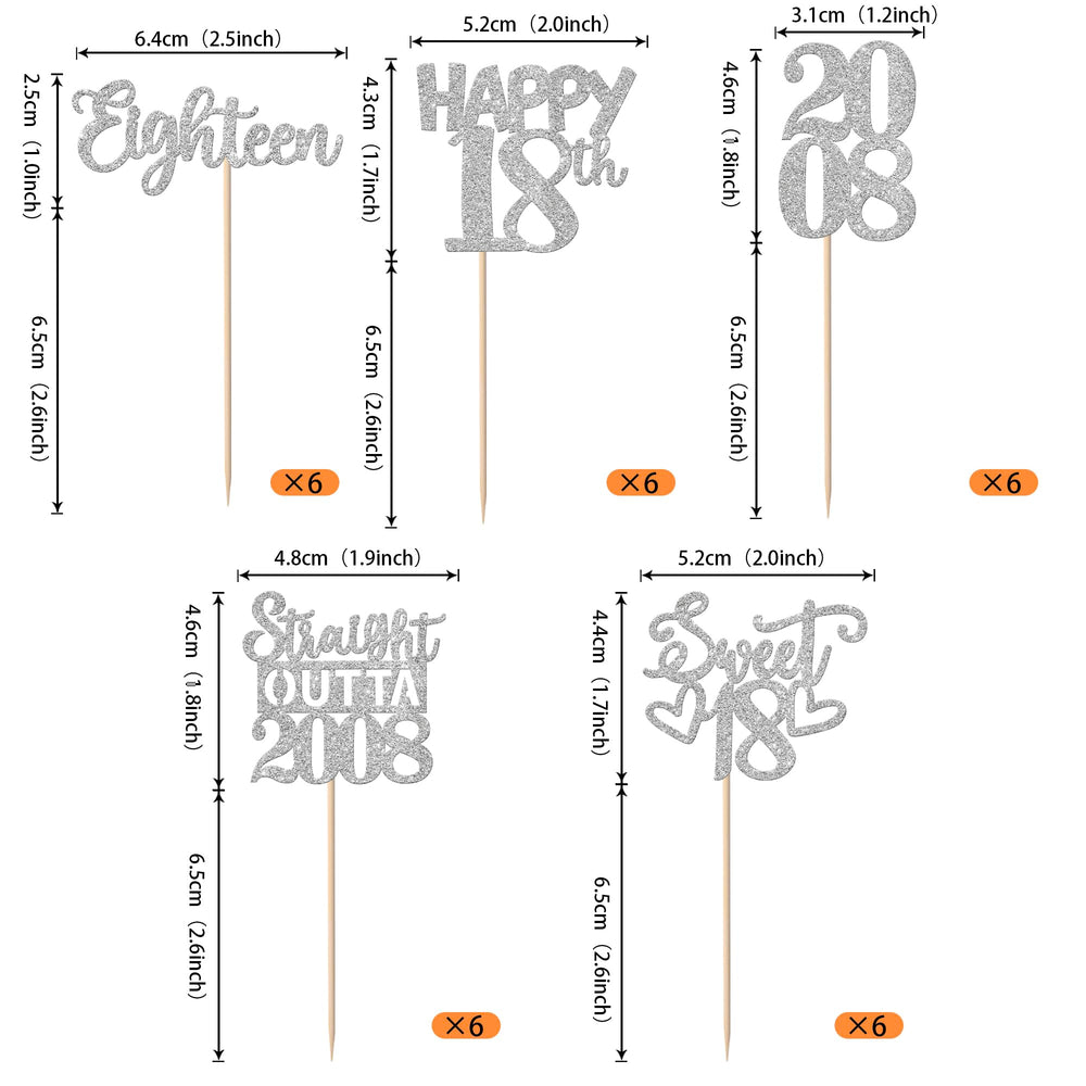 ZHUOWEISM 18th birthday cupcake topper silver for festive sparkle