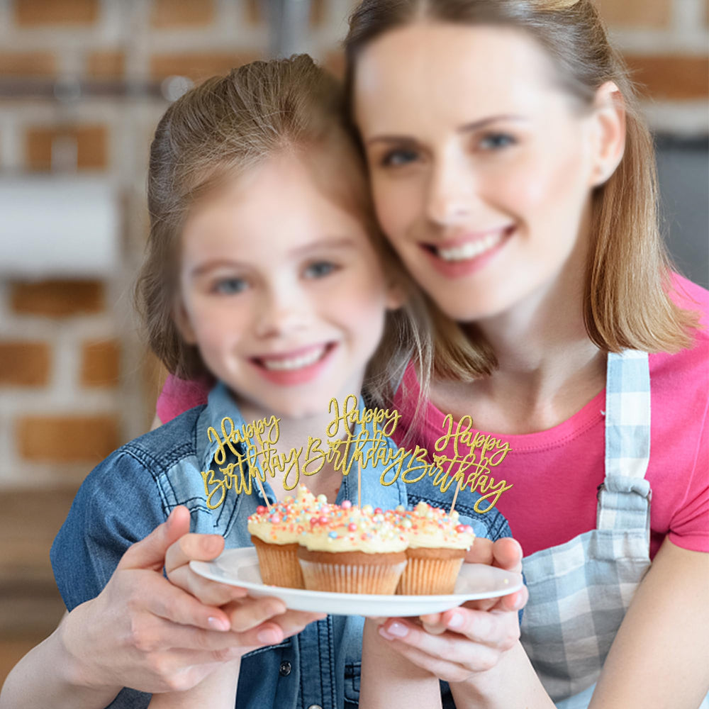 ZHUOWEISM 24-piece cupcake topper set offers ample decorating options for parties.