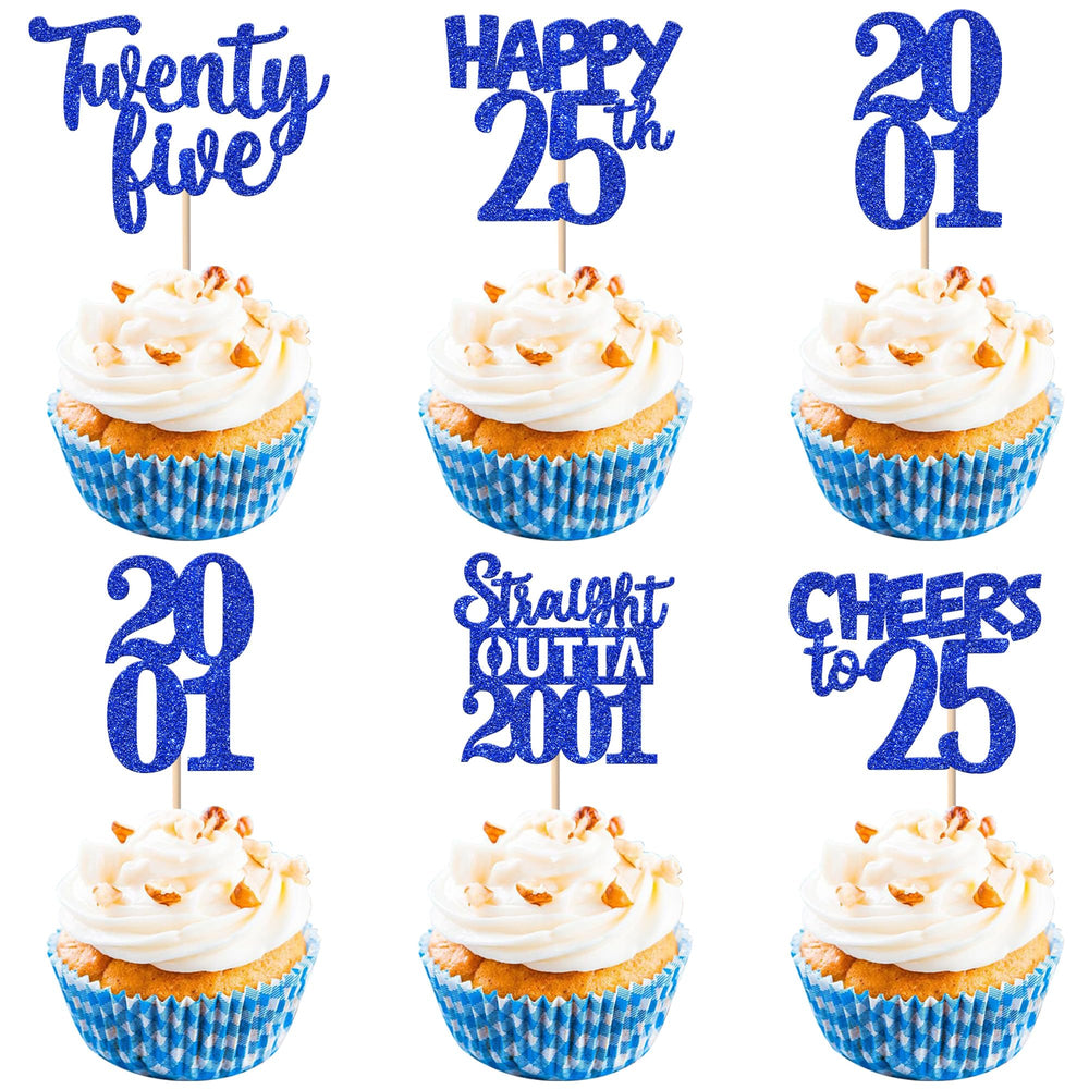 ZHUOWEISM 25th birthday cupcake toppers glitter for festive desserts.