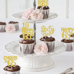 ZHUOWEISM 30pc set of cupcake toppers with gold glitter