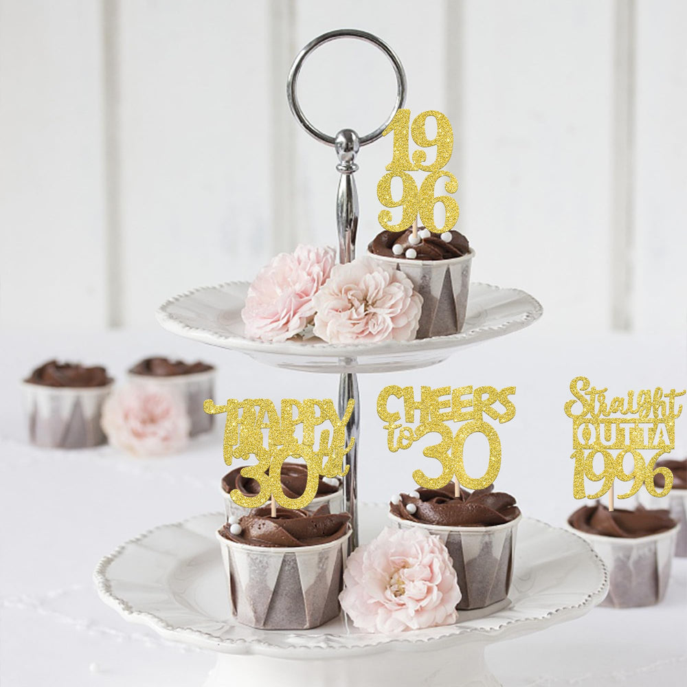ZHUOWEISM 30th birthday glitter topper design 4 enhances party desserts with gold shine