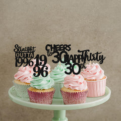 ZHUOWEISM 30th wedding anniversary cupcake toppers for celebration treats.