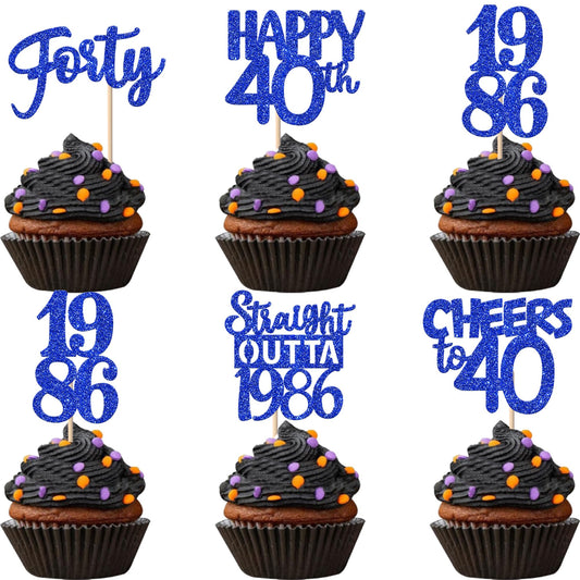 ZHUOWEISM 40th birthday cupcake topper with glitter adds festive sparkle.