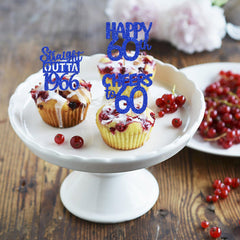 ZHUOWEISM blue 60 years design topper adds sparkle to desserts