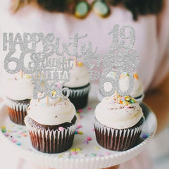 ZHUOWEISM 60th anniversary cupcake topper glitter silver elevates desserts