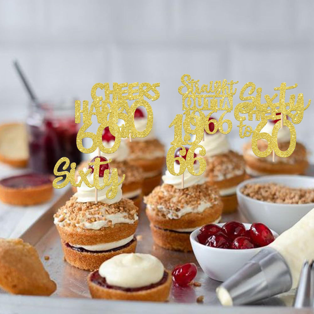 Zhuoweism 60th anniversary party topper adds glamour to desserts and themes.