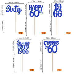 ZHUOWEISM blue glitter cupcake topper set, straight outta 1966, ideal for milestone celebrations