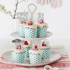 ZHUOWEISM 60th birthday party decor cupcakes topper glitter silver