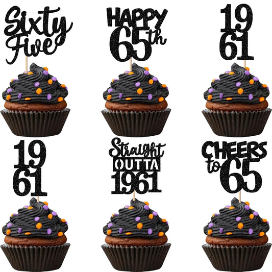 ZHUOWEISM 65th birthday glitter cupcake topper adds festive sparkle to desserts