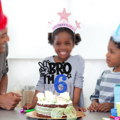 ZHUOWEISM 6th birthday party cake topper blue shine adds visual focus.