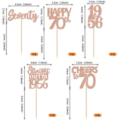 ZHUOWEISM 70th birthday cupcake picks in rose gold elevate desserts