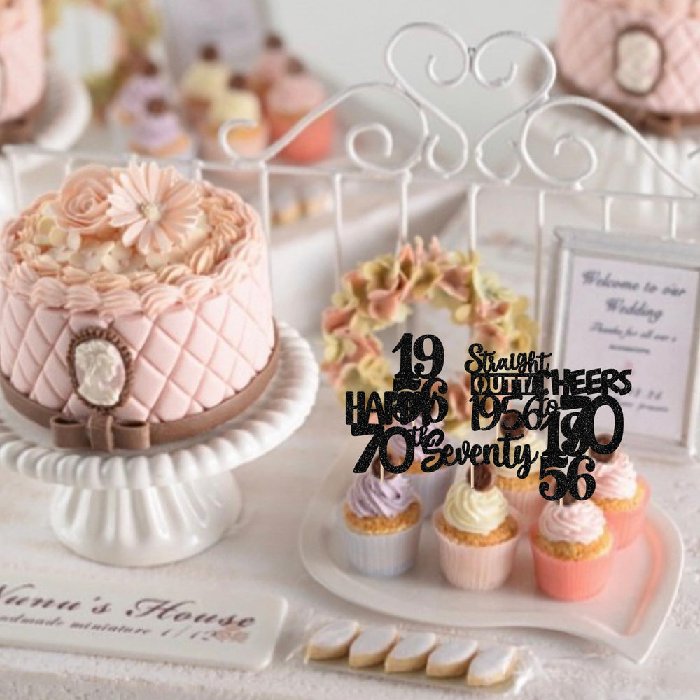ZHUOWEISM 70th-themed toppers suit cakes cookies and fruit for themed tables