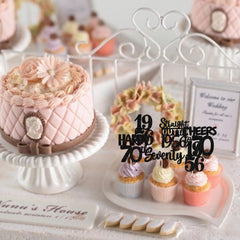 ZHUOWEISM 70th-themed toppers suit cakes cookies and fruit for themed tables