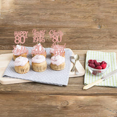 ZHUOWEISM 80th birthday topper on cake highlights milestone décor.