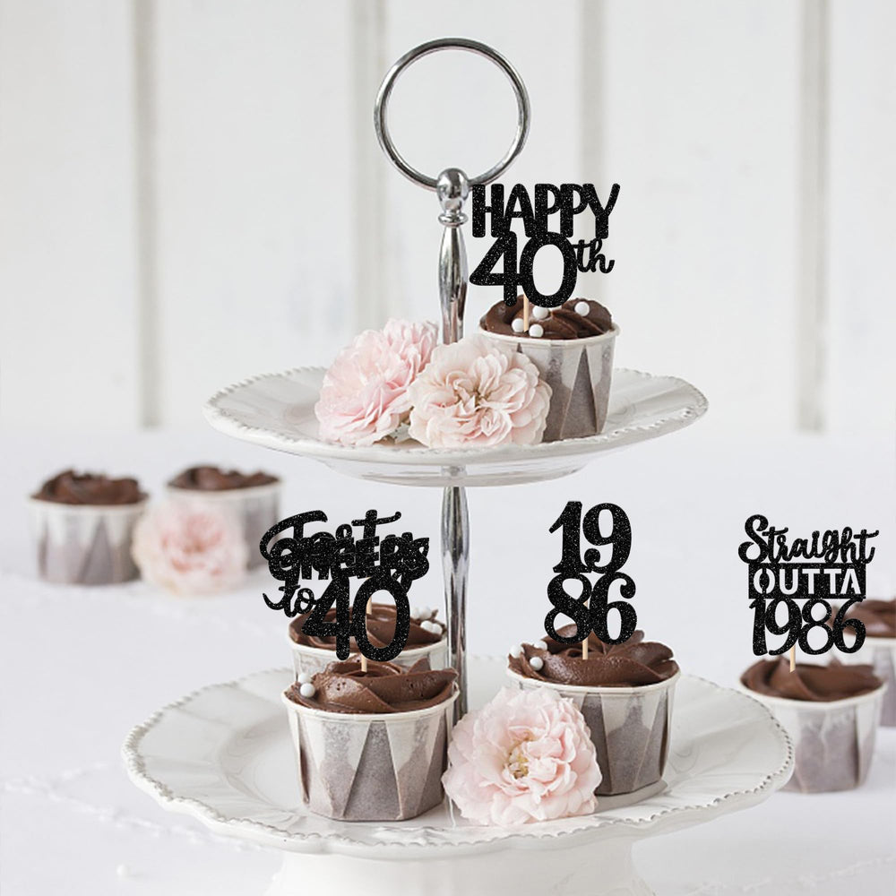 ZHUOWEISM black glitter cardstock toppers sparkle under lights for dessert table appeal
