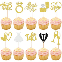 ZHUOWEISM bride-to-be cupcake topper glitter gold adds sparkle to desserts