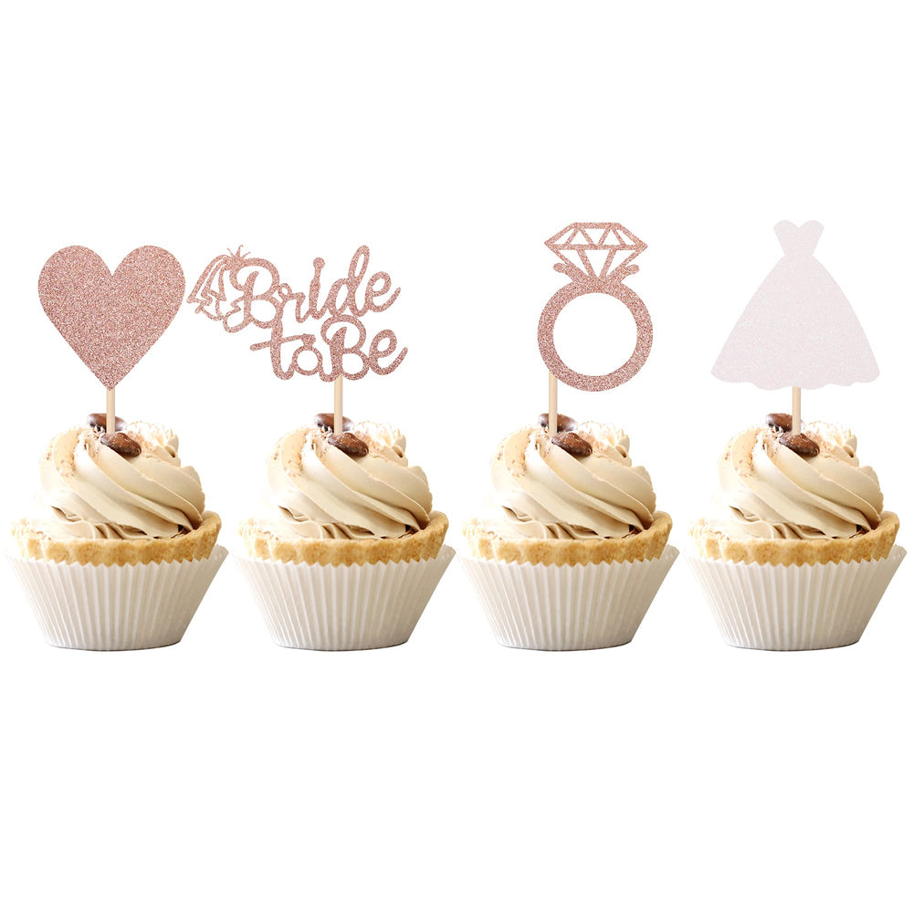ZHUOWEISM bride to be toppers Heart Ring Dress collection for cupcakes, bridal decor