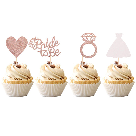 ZHUOWEISM bride to be toppers Heart Ring Dress collection for cupcakes, bridal decor