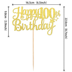 ZHUOWEISM Cheers to 100 Years cake topper with gold glitter fits desserts for standout look.