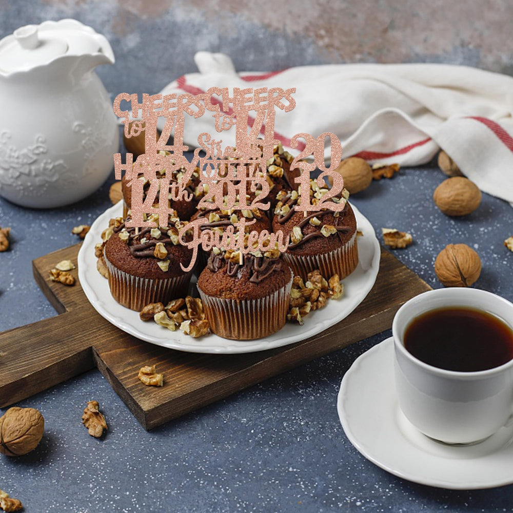 ZHUOWEISM cheers to 14 years cupcake topper highlights desserts with shimmering detail