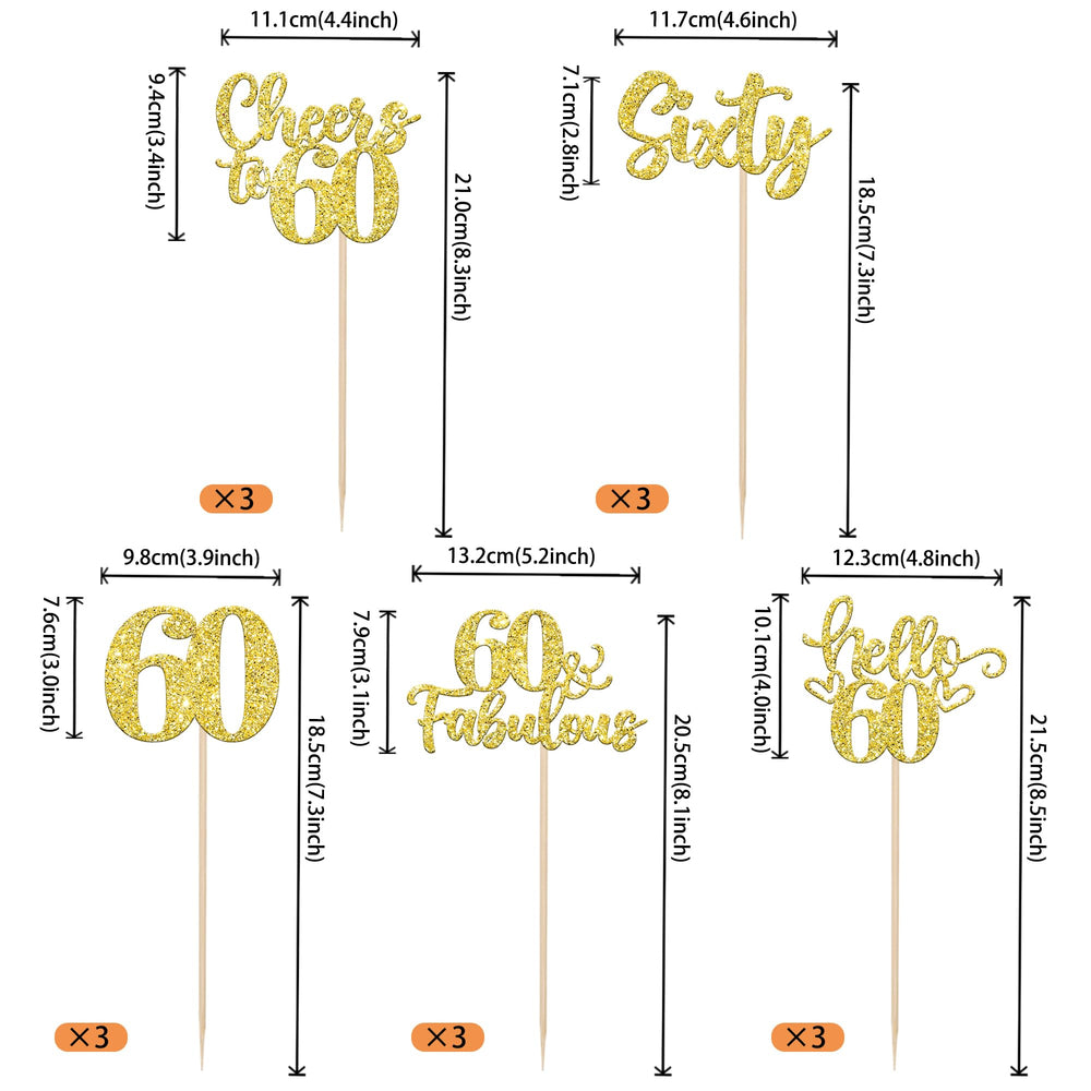 ZHUOWEISM Cheers to 60 Years centerpiece sticks brighten floral arrangements