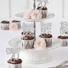 ZHUOWEISM cheers-to-70-years topper sparks toast-worthy dessert visuals.
