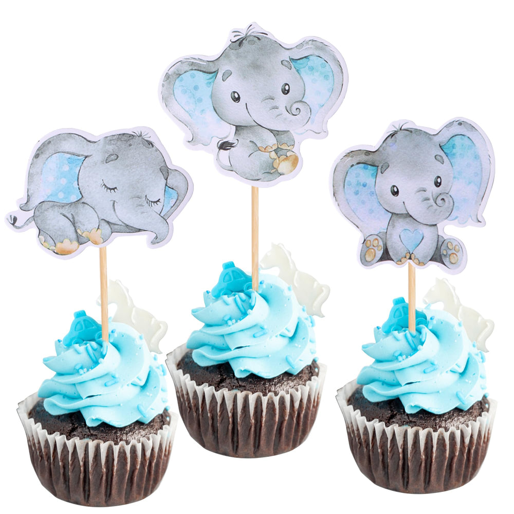 ZHUOWEISM blue elephant cupcake topper design A adds festive charm to desserts