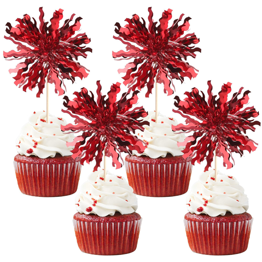 ZHUOWEISM foil firework cupcake topper 30pcs decor for celebrations and desserts
