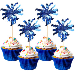 ZHUOWEISM foil firework cupcake toppers, 30 pcs, vibrant party decoration for cakes.