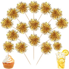 ZHUOWEISM foil firework cupcake toppers in gold add sparkle to cupcakes