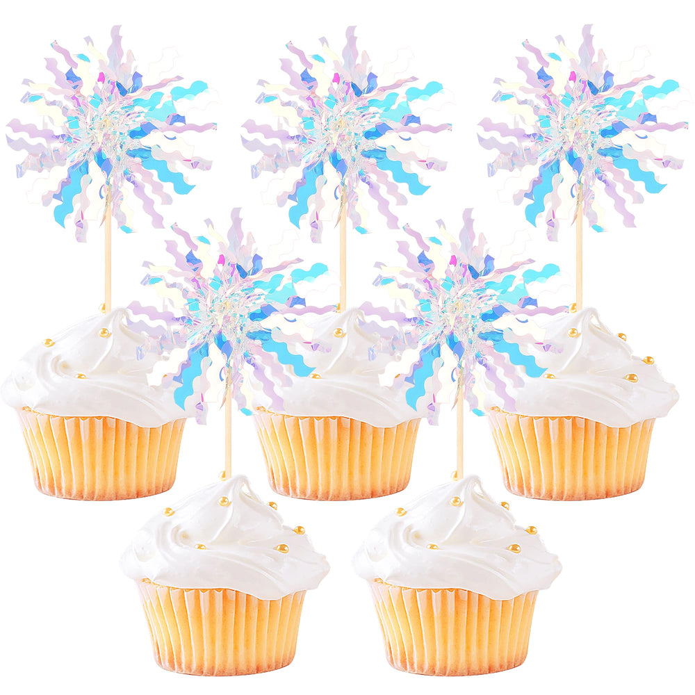 ZHUOWEISM foil firework cupcake toppers in silver add festive sparkle to treats