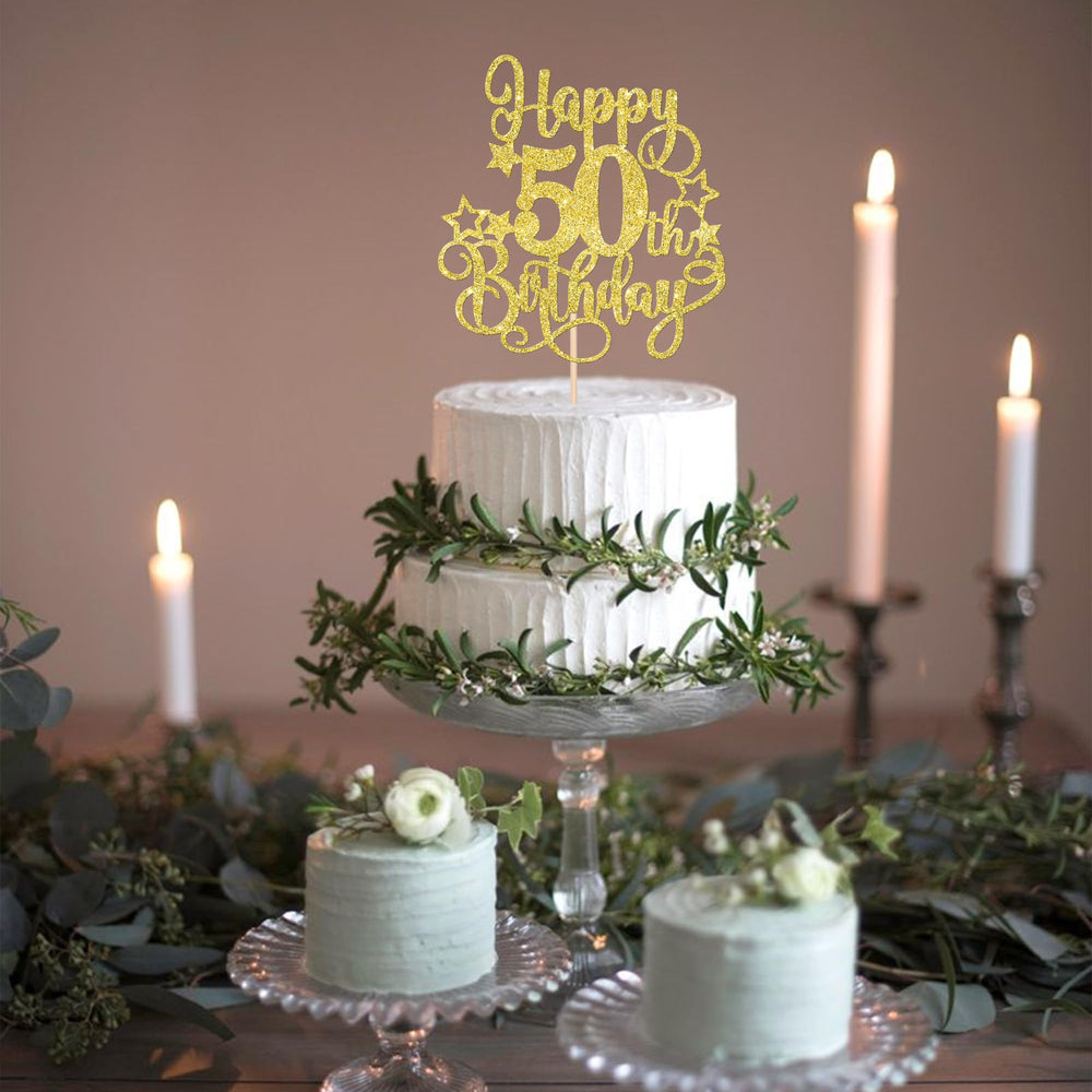 ZHUOWEISM glitter cake topper pre-assembled for quick party prep