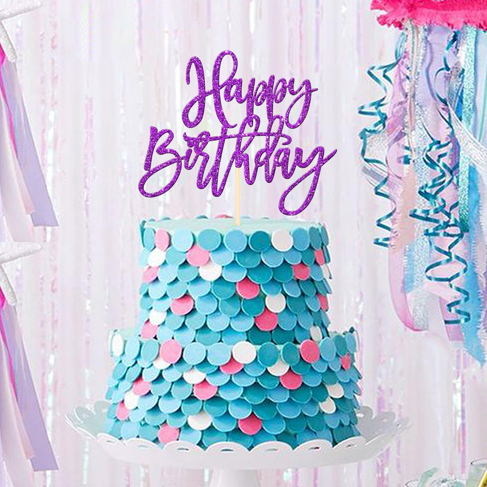 ZHUOWEISM glitter card-stock topper shines under party lighting.