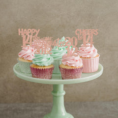 ZHUOWEISM glitter cardstock cupcake topper rose gold shines on desserts