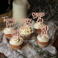 ZHUOWEISM glitter-cardstock toppers shine under lights for impressive dessert decorations.