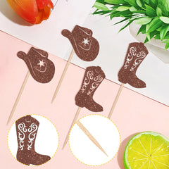 ZHUOWEISM glitter cowboy hat toppers closeup showing sparkling detail for party decor.