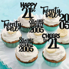 ZHUOWEISM glitter cupcake picks for 21st birthday party desserts