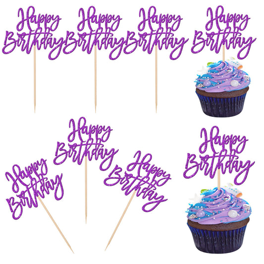 ZHUOWEISM glitter happy birthday cupcake toppers sparkle celebrations