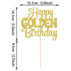 ZHUOWEISM Gold glitter cake topper enhances party aesthetics and photos.